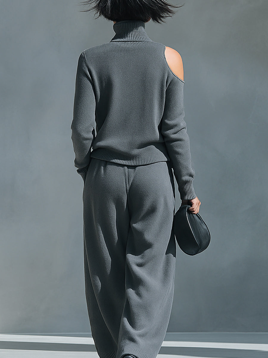 One-Shoulder Cut-Out Knit Set