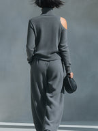 One-Shoulder Cut-Out Knit Set