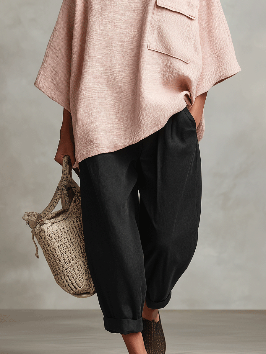 Dusty Pink Cowl Neck Poncho Top