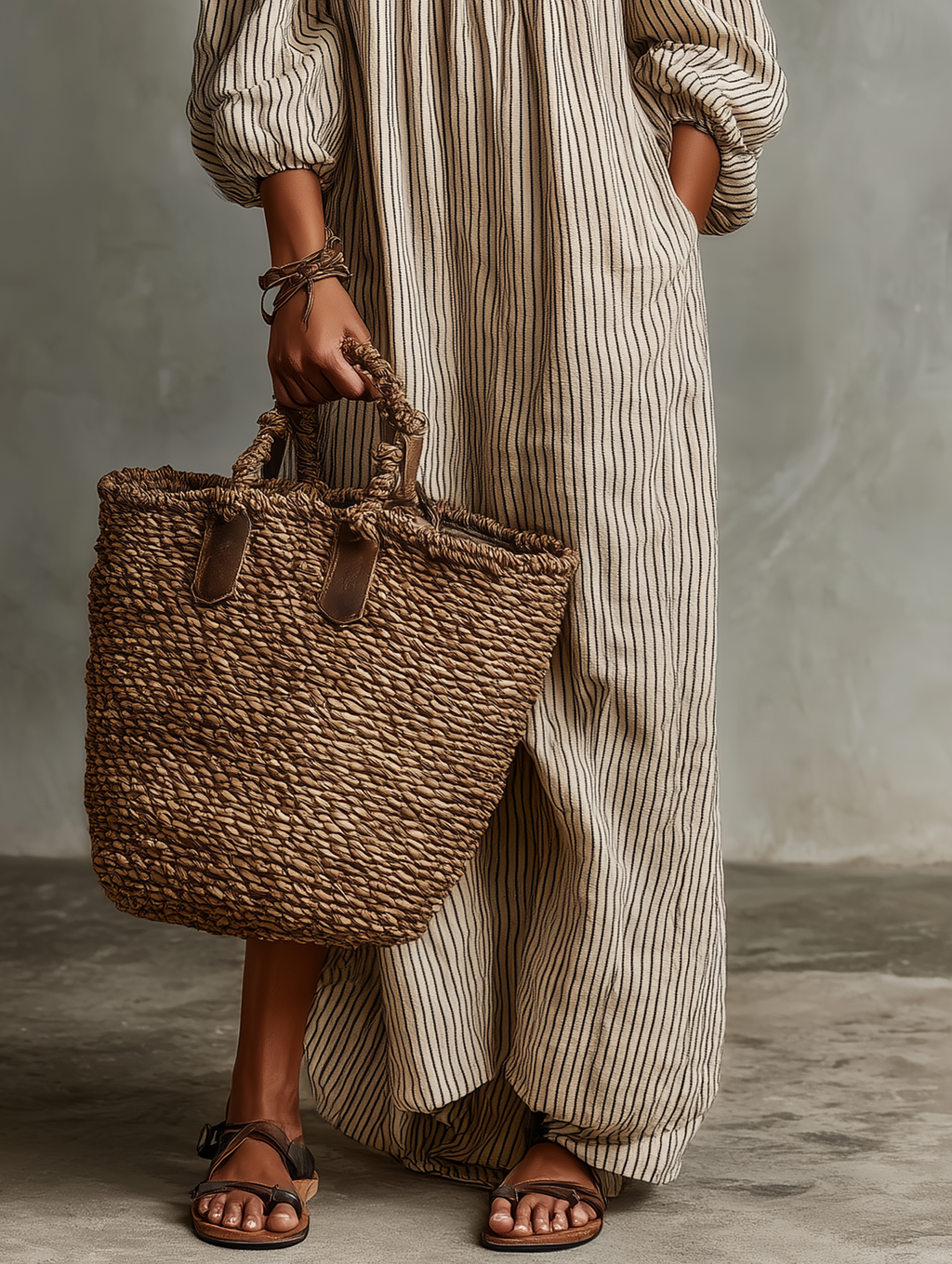 Off-Shoulder Cotton Linen Maxi Dress