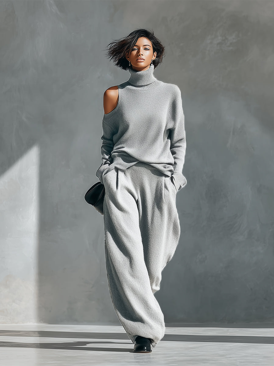 One-Shoulder Cut-Out Knit Set