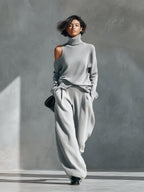 One-Shoulder Cut-Out Knit Set