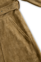 Suede Lapel Single-Breasted Midi Dress