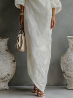 Ivory One-Shoulder Flowing Dress