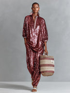 Burgundy Sequin Harem Pants