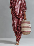 Burgundy Sequin Harem Pants