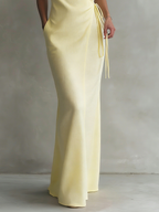 Women's Minimalist Linen-Blend Spaghetti Strap Wrap Maxi Dress With Tie Belt MDZ0306C1Y