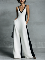 Color-Block Thin Strap Jumpsuit