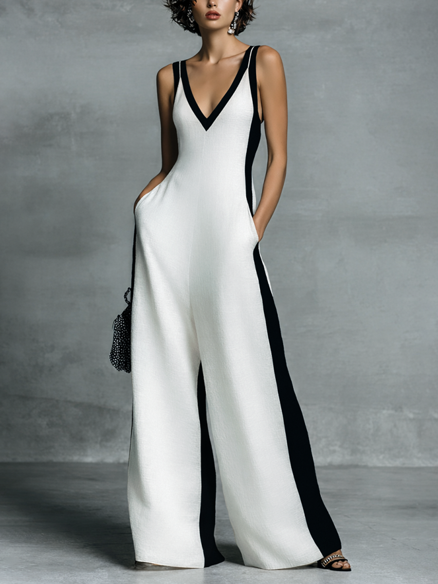 Color-Block Thin Strap Jumpsuit
