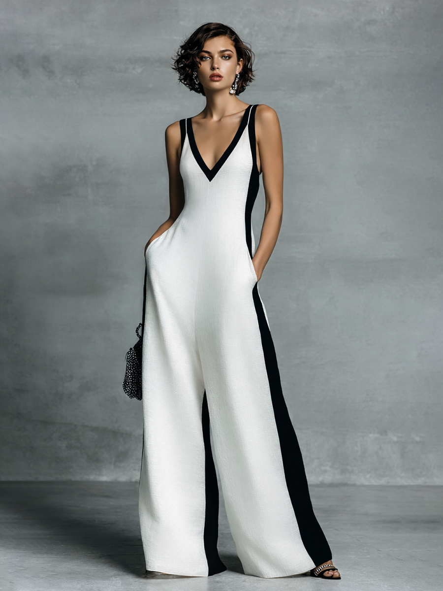 Color-Block Thin Strap Jumpsuit