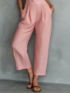 Women's Minimalist Linen-Blend Strappy Straight-Leg Cropped Jumpsuit MDZ0820D3Y