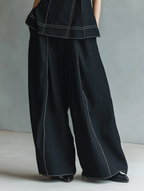 Linen Asymmetrical Sleeveless Shirt & Wide-Leg Set