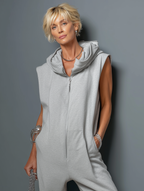 Women's Fashion Casual Sleeveless Hooded Sweatshirt Jumpsuit MDZ1048D6Y