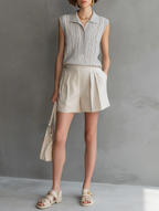 Striped Knit Sleeveless Top & Shorts Set