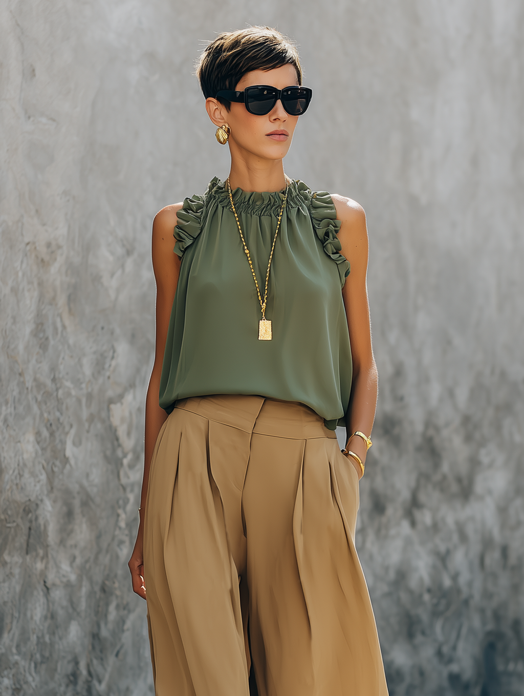 Sleeveless Ruffled Blouse