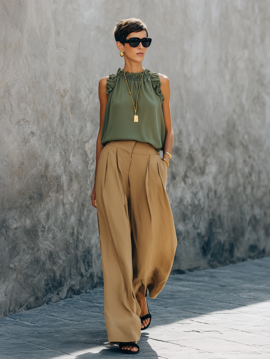 Sleeveless Ruffled Blouse