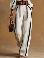 Striped Halter Off-Shoulder Wide-Leg Jumpsuit