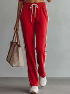 Off-Shoulder Short-Sleeve Sweatshirt & Straight Pants Set