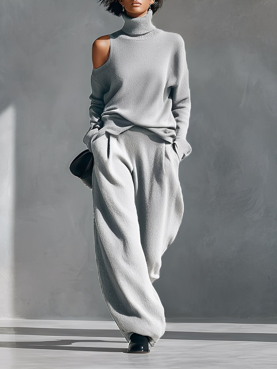 One-Shoulder Cut-Out Knit Set