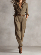Tweed Plaid Utility Jumpsuit