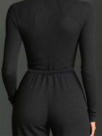 Sparkling Knit Zipper Front Jumpsuit