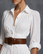 White Linen V-Neck Sleeveless Top & Trousers Set