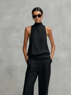 Cotton Linen Round-Neck Sleeveless Top & Trousers Set
