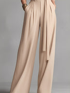 Neutral Knit Gathered Waist Jumpsuit