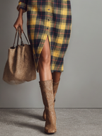 Flannel Plaid Shirt Midi Dress