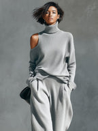 One-Shoulder Cut-Out Knit Set