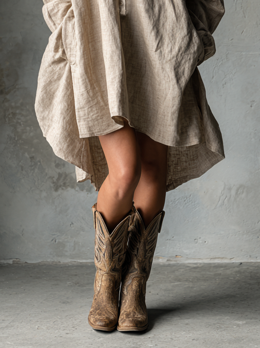 Cotton Linen Button Lapel Mini Dress