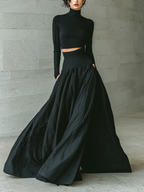 Black Turtleneck Crop Top & Maxi Skirt