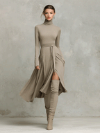Knit Fitted Long Sleeve Midi Dress