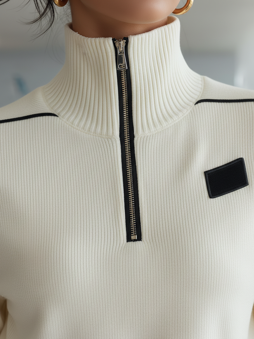 Ribbed Zip Half-Turtleneck Sports Set