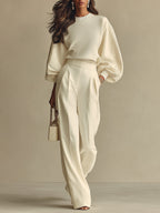Off-White Drop Shoulder Knit Sweatshirt