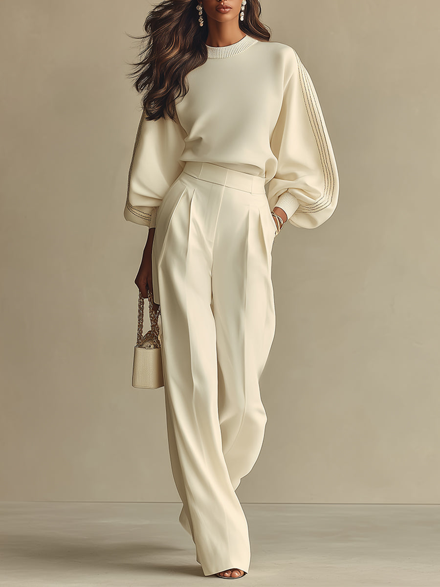Off-White Drop Shoulder Knit Sweatshirt