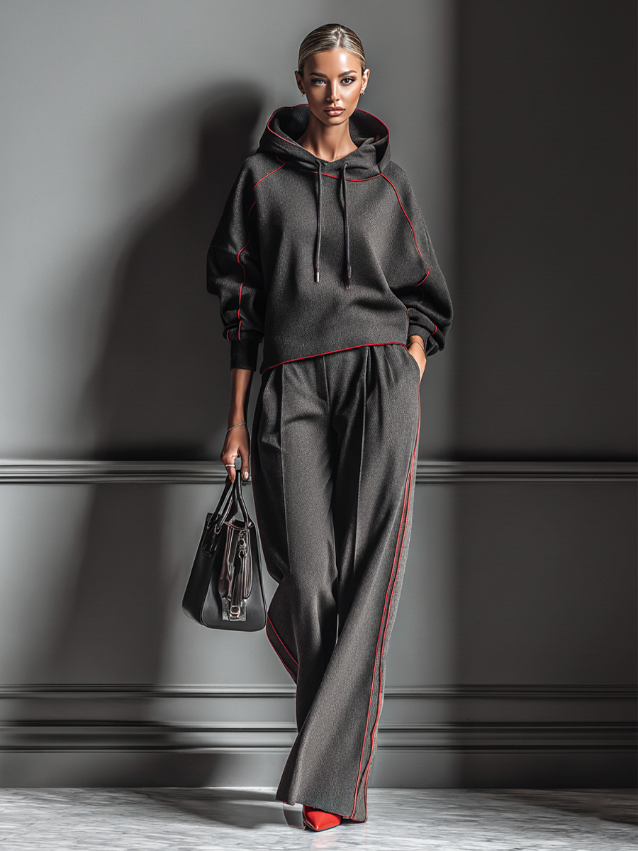 Hooded Sweatshirt & Straight Pants Set
