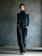 Women's Dark Blue Denim Overalls With Shoulder Straps MDA3014K1T