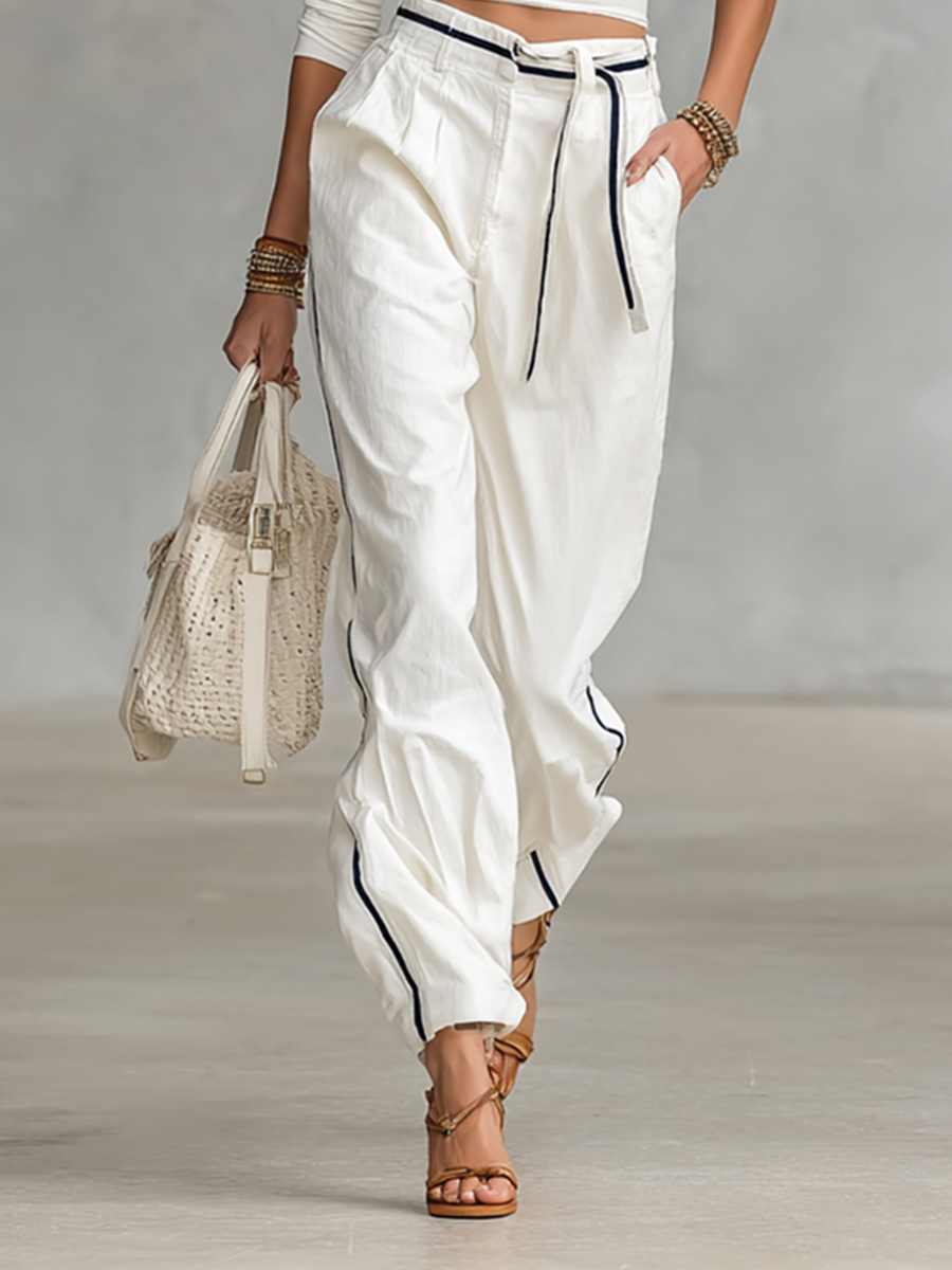 Half-Neck T-Shirt & Straight Pants Set