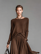 Knit Round Neck Sweater & Skirt Set