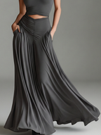 Charcoal Knit Halter Turtleneck Cutout Dress