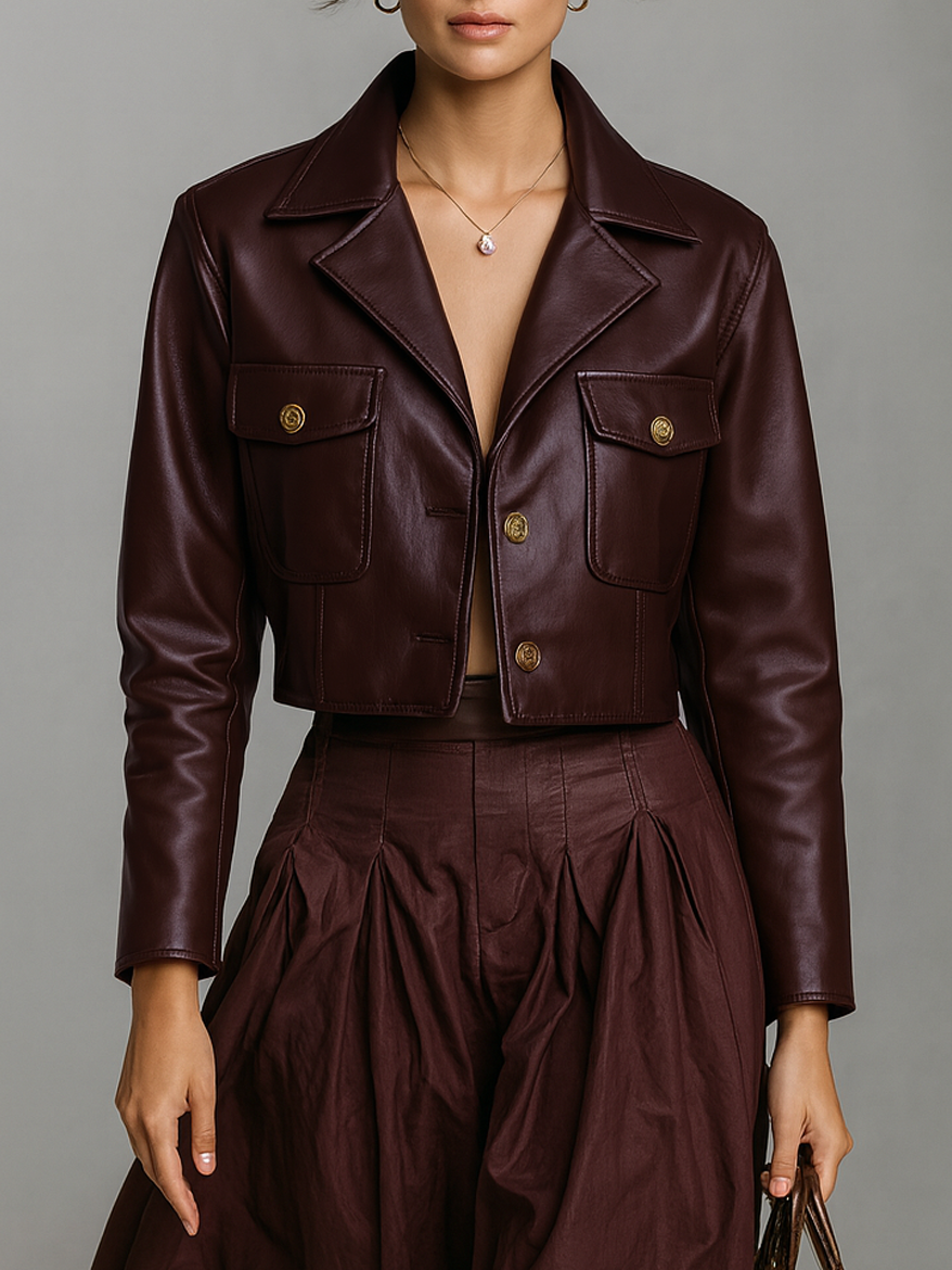 Minimalist Faux Leather Short Jacket