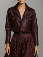 Minimalist Faux Leather Short Jacket
