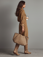 Polka Dot Suede Shirt Midi Dress