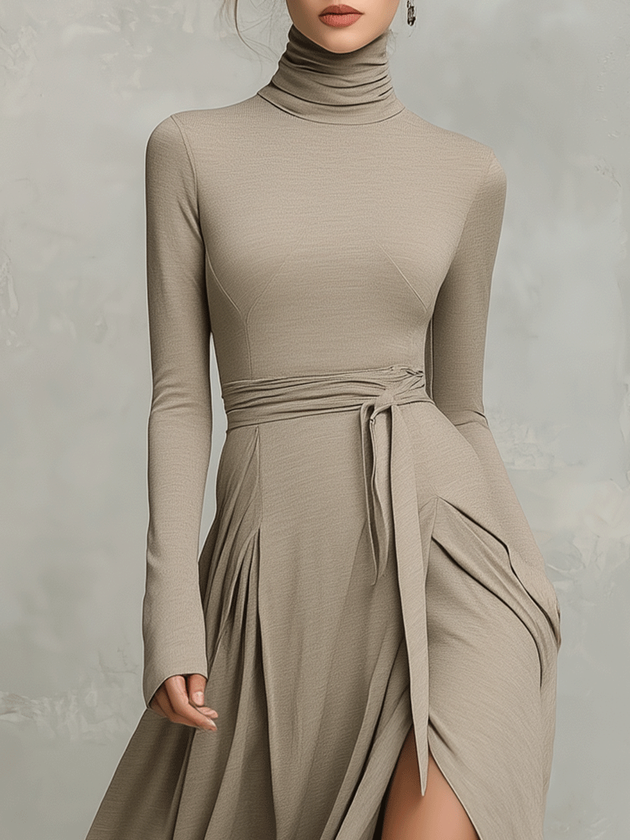 Knit Fitted Long Sleeve Midi Dress