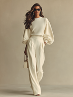 Off-White Drop Shoulder Knit Sweatshirt