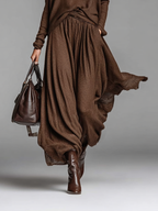 Knit Round Neck Sweater & Skirt Set