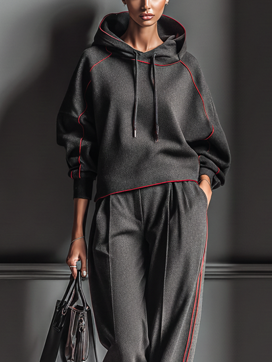 Hooded Sweatshirt & Straight Pants Set