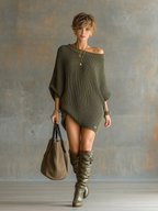 Knit Batwing Sleeve Mini Dress