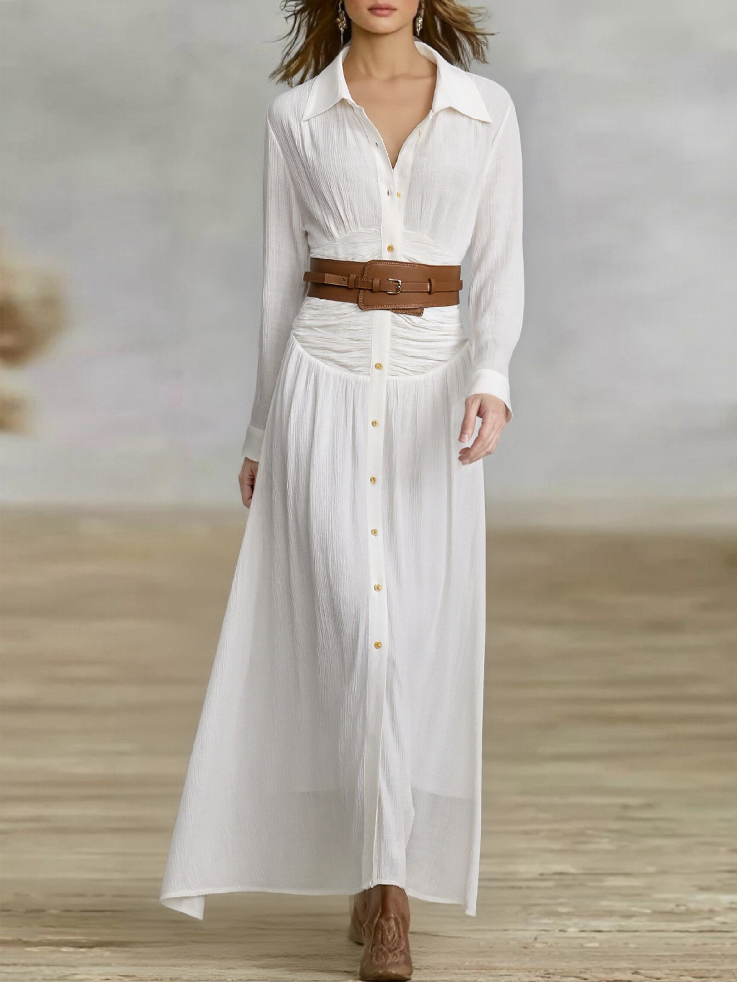 White Linen V-Neck Sleeveless Top & Trousers Set